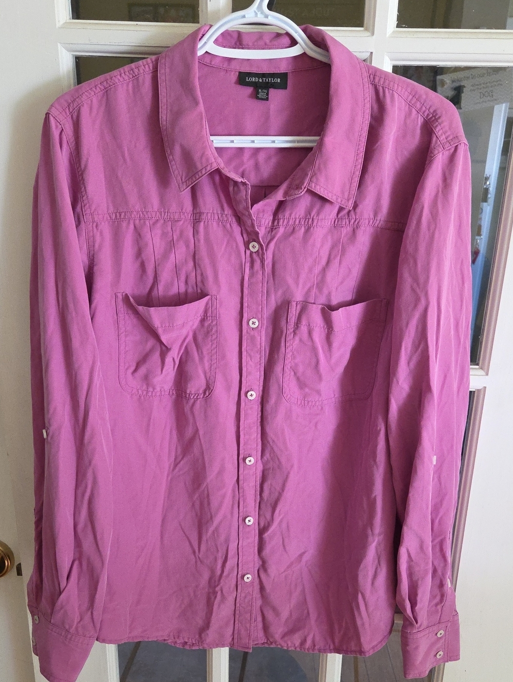 Lord & Taylor Pink Long-Sleeve Button-Down Shirt